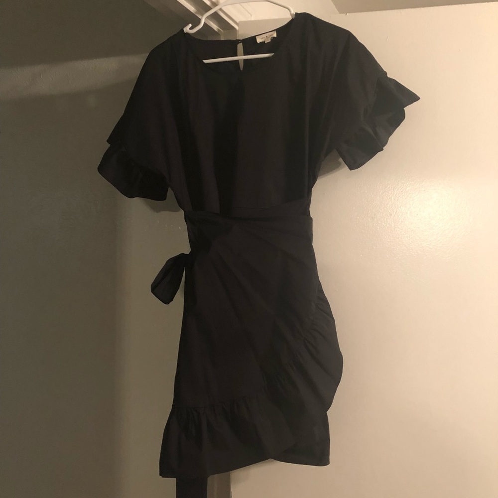 Tea & Cup Black Wrap Dress